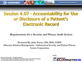 Session 4.07 – Accountability for Use or Disclosure of a Patient’s Electronic Record