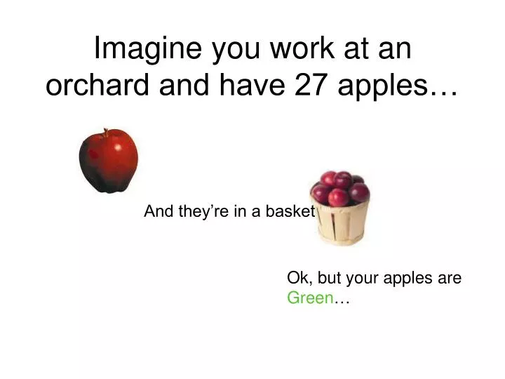 imagine you work at an orchard and have 27 apples