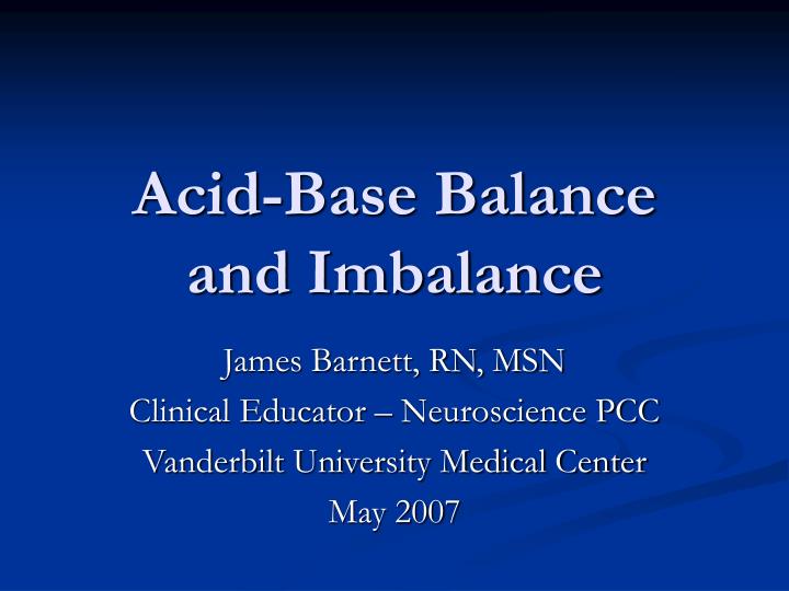 acid base balance and imbalance