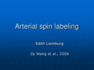 Arterial spin labeling