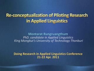 Re-conceptualization of Piloting Research in Applied Linguistics