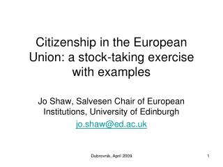 Citizenship in the European Union: a stock-taking exercise with examples
