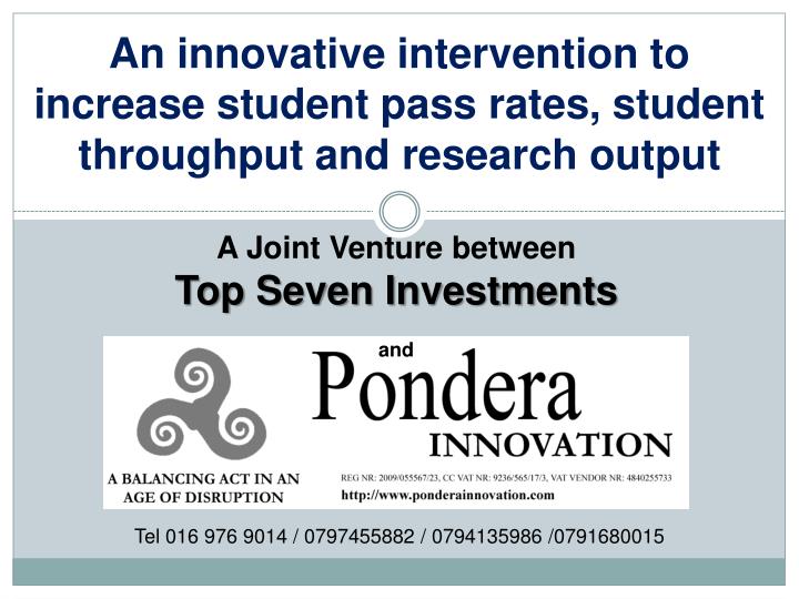 an innovative intervention to increase student pass rates student throughput and research output