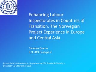 Enhancing Labour Inspectorates in Countries of Transition. The Norwegian Project Experience in Europe and Central Asia C