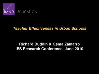 Teacher Effectiveness in Urban Schools