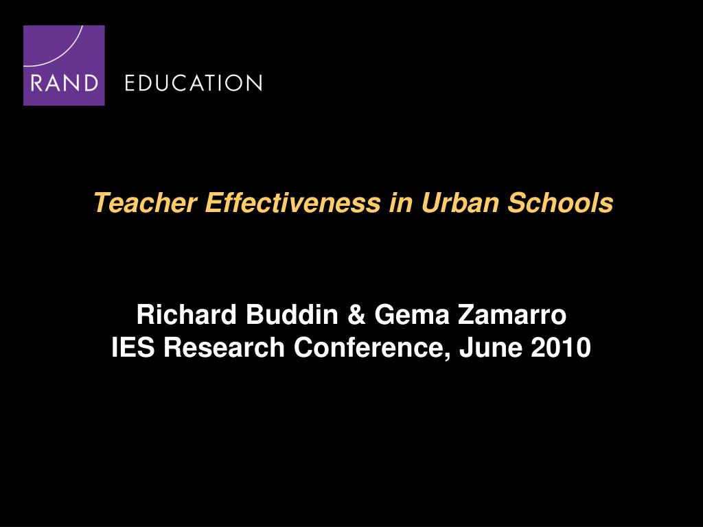 PPT - Teacher Effectiveness in Urban Schools PowerPoint Presentation ...