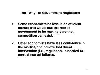 The “Why” of Government Regulation