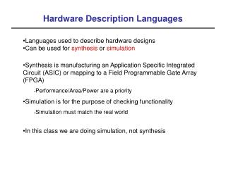 Hardware Description Languages