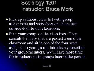 Sociology 1201 Instructor: Bruce Mork