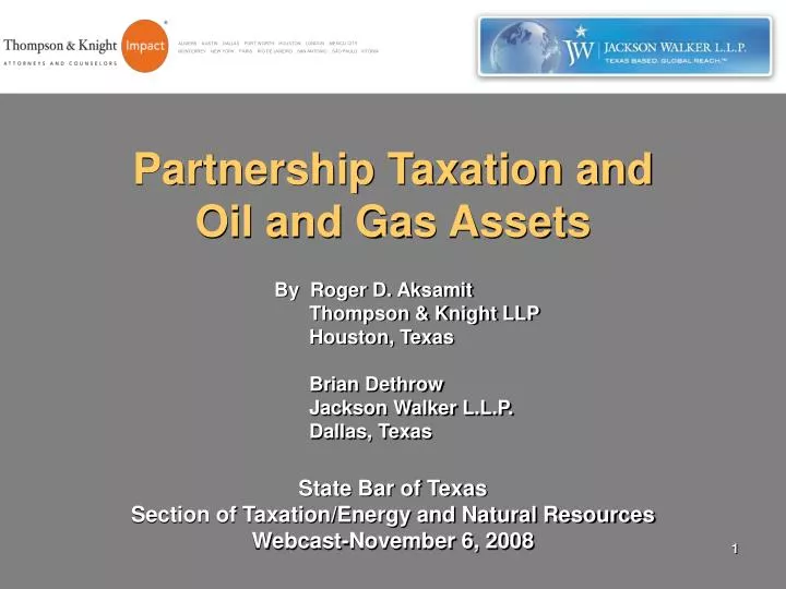 partnership taxation and oil and gas assets
