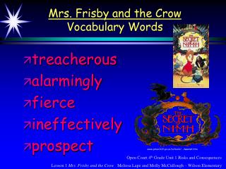 Mrs. Frisby and the Crow Vocabulary Words