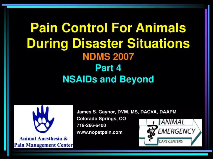 pain control for animals during disaster situations ndms 2007 part 4 nsaids and beyond