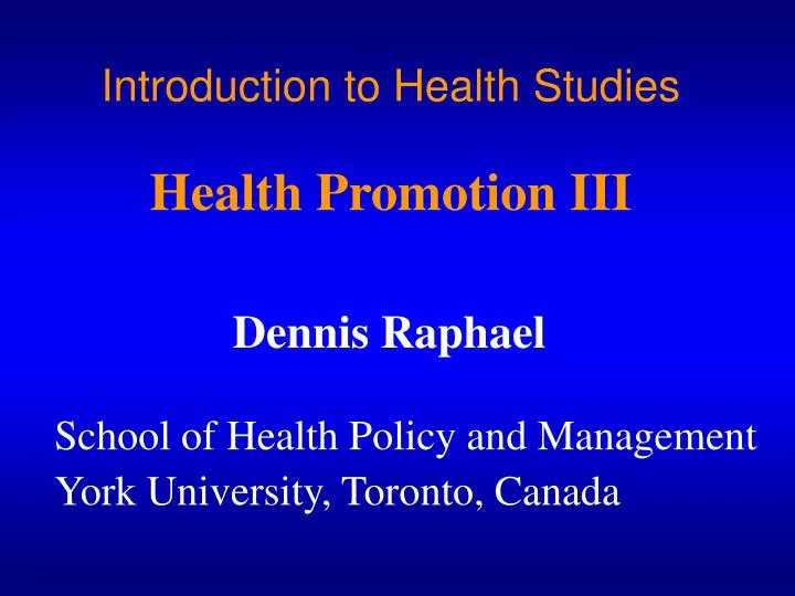 introduction to health studies health promotion iii