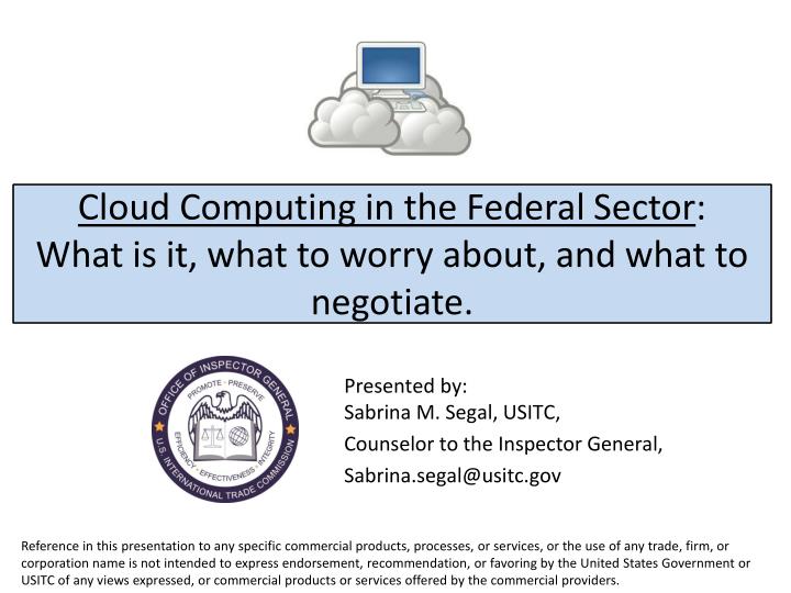 cloud computing in the federal sector what is it what to worry about and what to negotiate