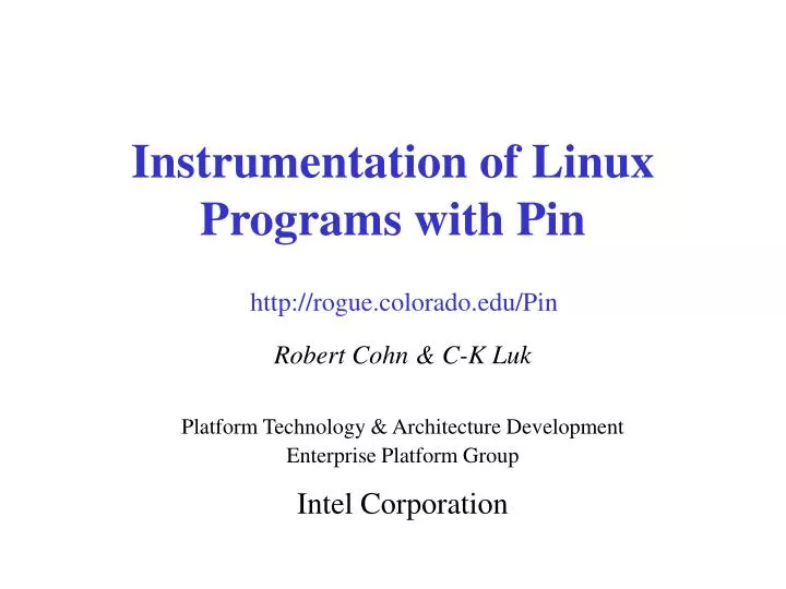 instrumentation of linux programs with pin