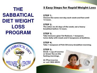 THE SABBATICAL DIET WEIGHT LOSS PROGRAM