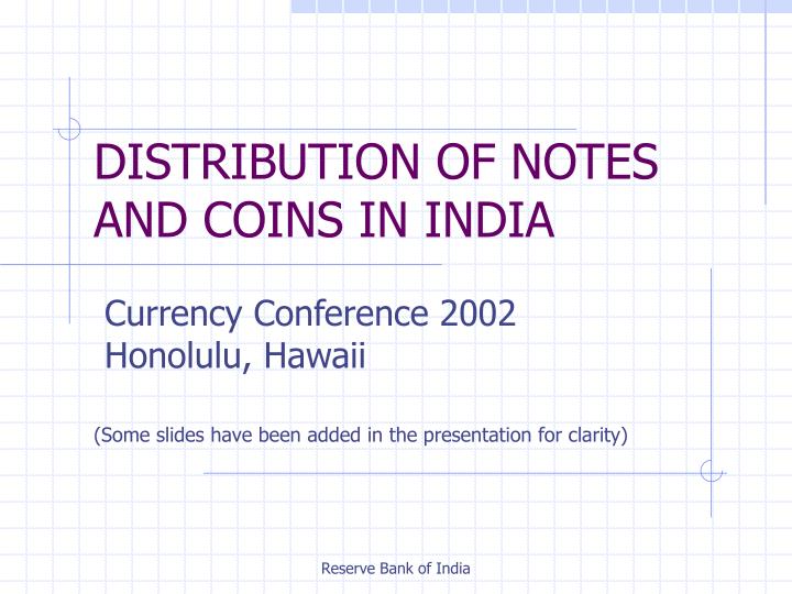 distribution of notes and coins in india