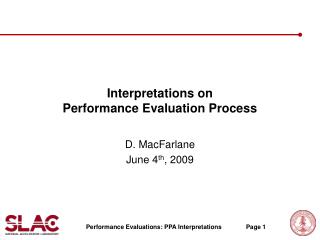 Interpretations on Performance Evaluation Process