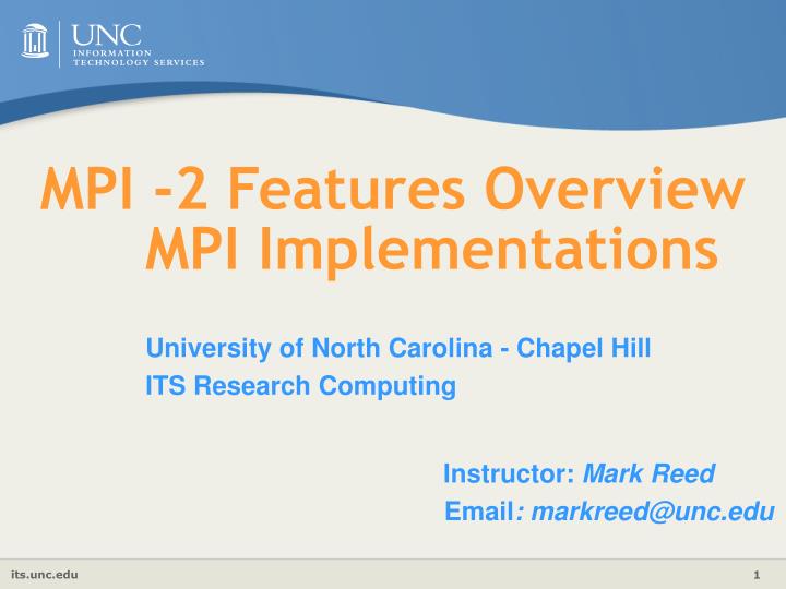 mpi 2 features overview mpi implementations