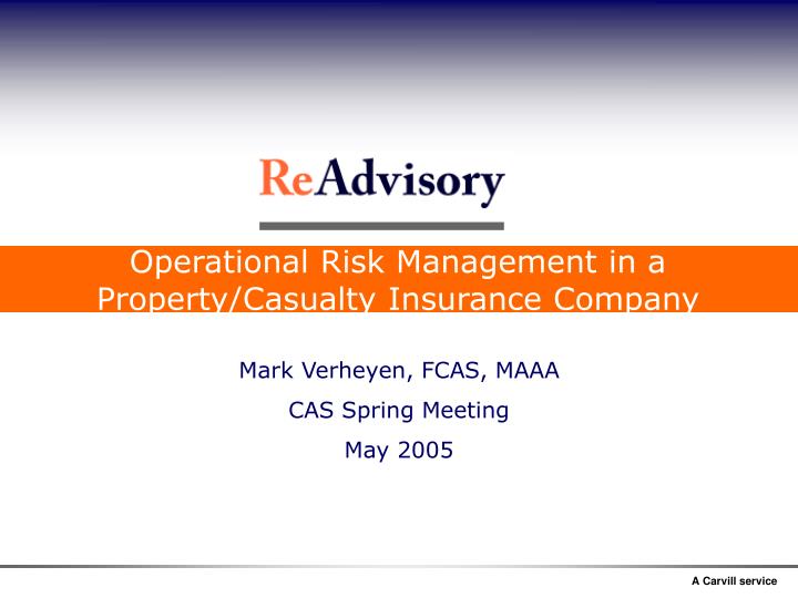 operational risk management in a property casualty insurance company