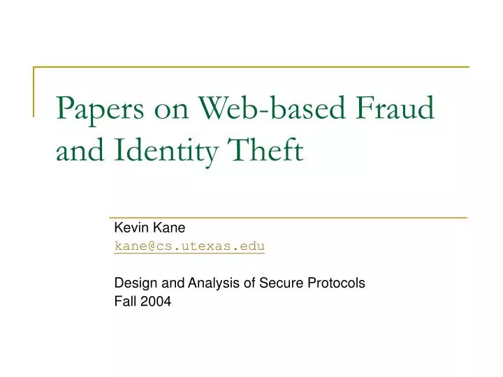 papers on web based fraud and identity theft