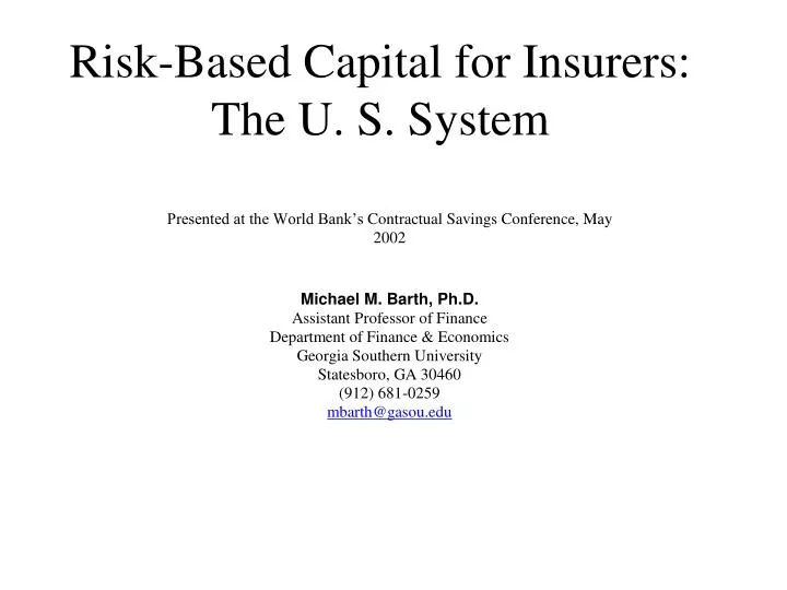 risk based capital for insurers the u s system