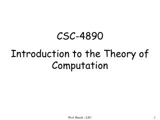 CSC-4890 Introduction to the Theory of Computation