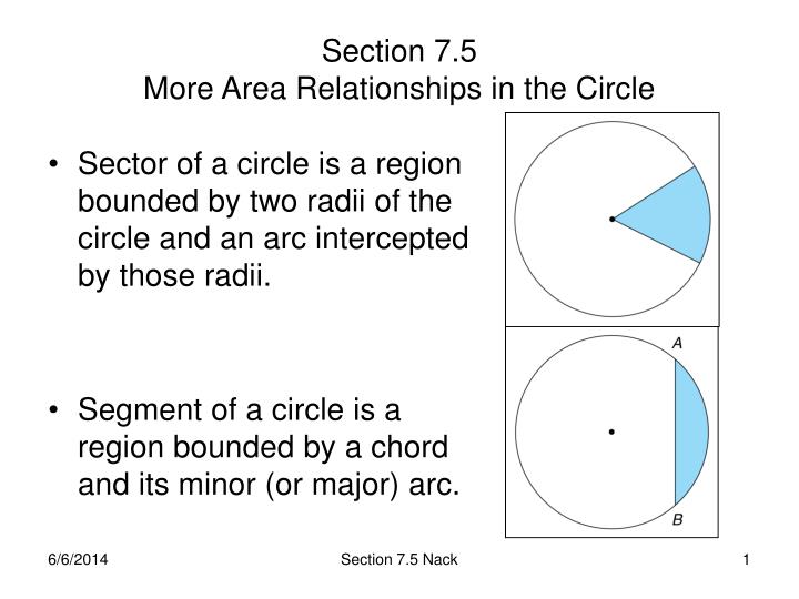 section 7 5 more area relationships in the circle