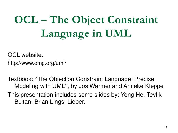 ocl the object constraint language in uml