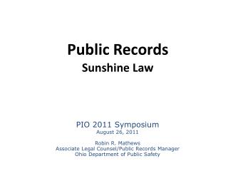 Public Records Sunshine Law