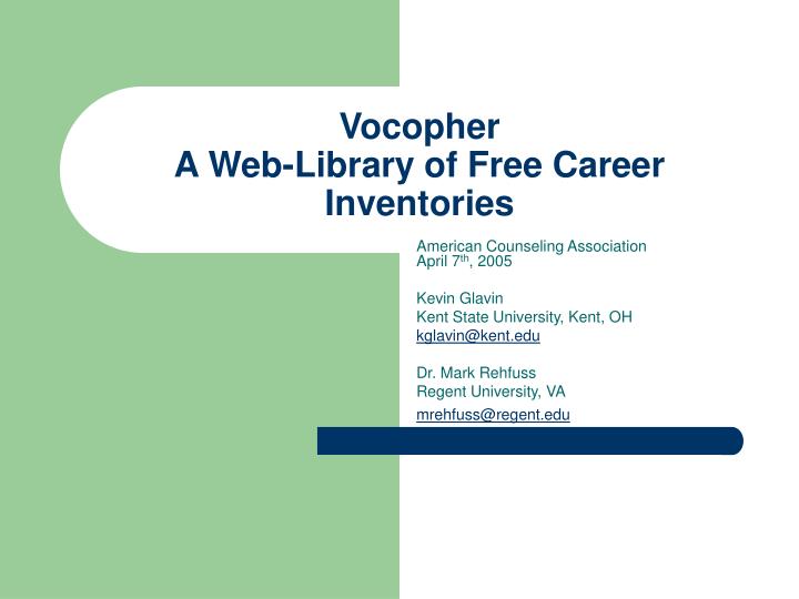 vocopher a web library of free career inventories