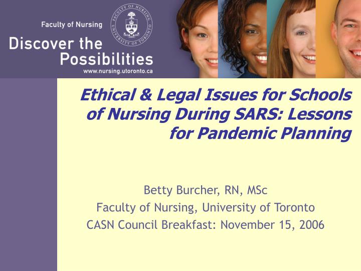 ethical legal issues for schools of nursing during sars lessons for pandemic planning
