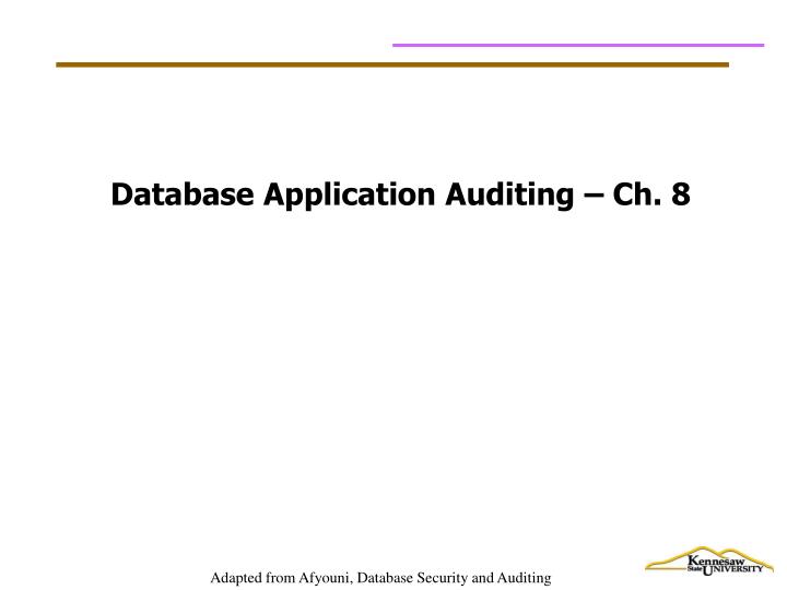 database application auditing ch 8