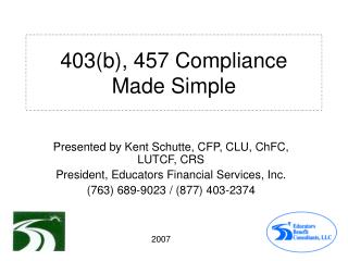 403(b), 457 Compliance Made Simple