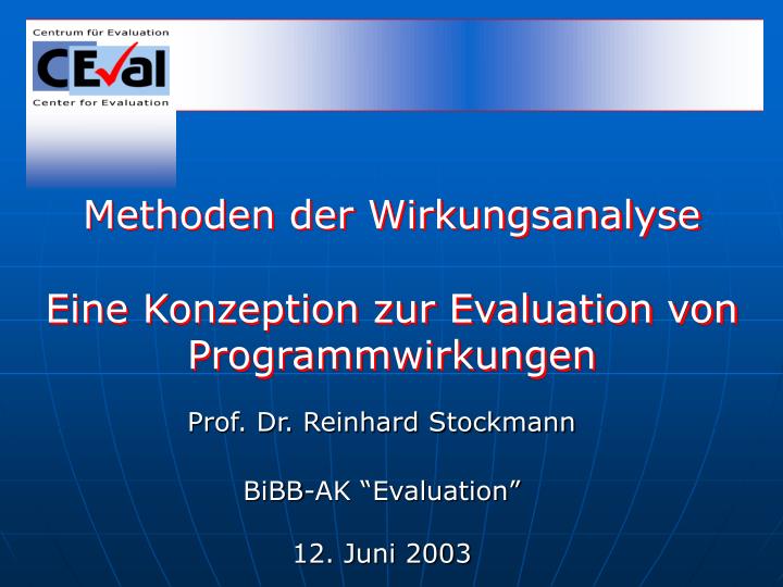 methoden der wirkungsanalyse eine konzeption zur evaluation von programmwirkungen