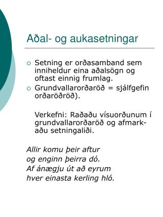 a al og aukasetningar