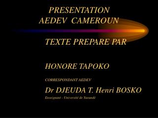 PRESENTATION AEDEV CAMEROUN