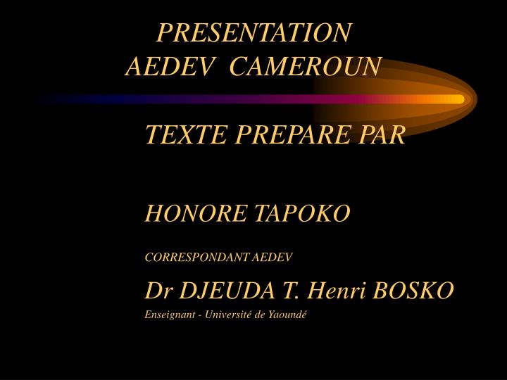 presentation aedev cameroun