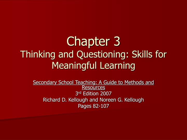 chapter 3 thinking and questioning skills for meaningful learning