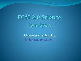 FCAT 2.0 Science Item Specs