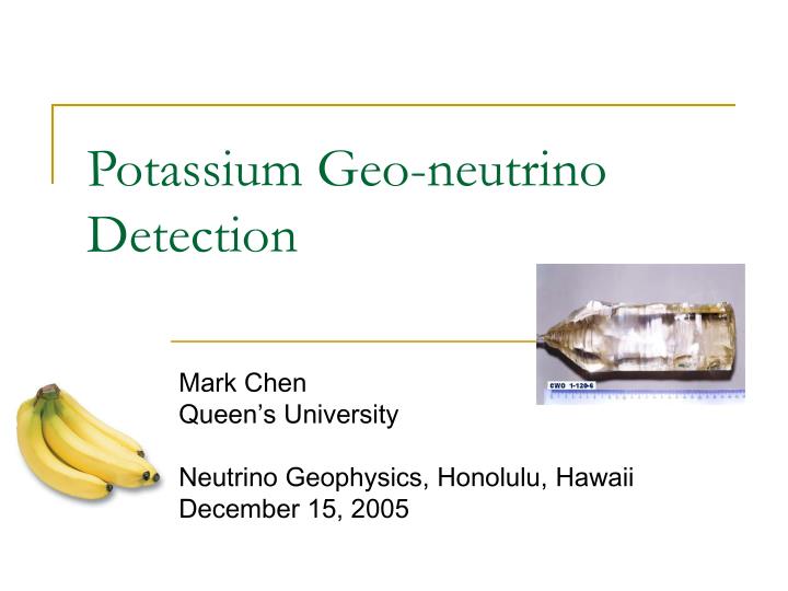 potassium geo neutrino detection