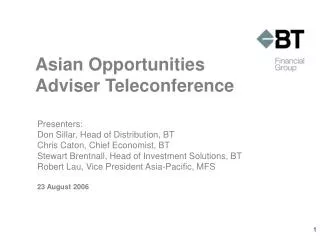 Asian Opportunities Adviser Teleconference