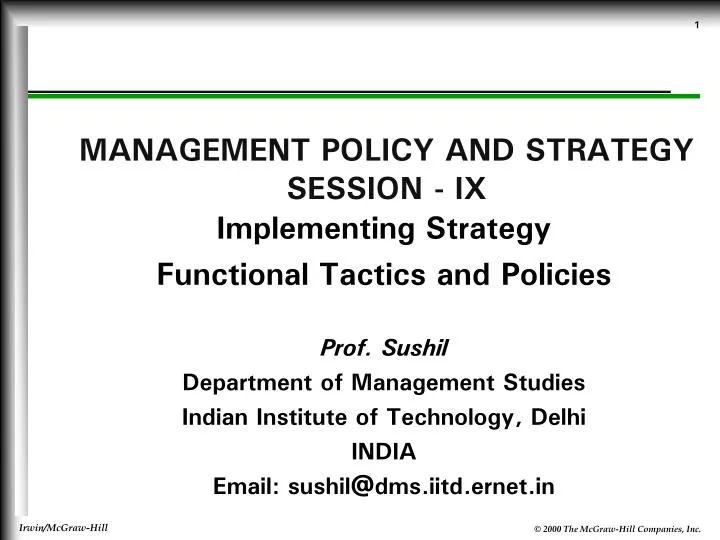 management policy and strategy session ix