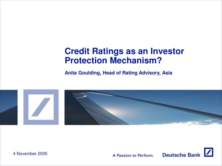 credit ratings as an investor protection mechanism
