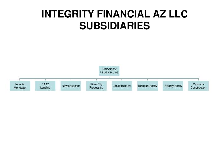 integrity financial az llc subsidiaries