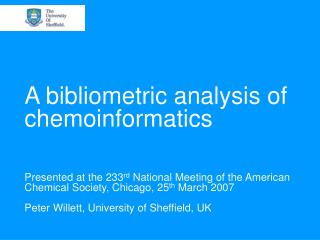 A bibliometric analysis of chemoinformatics