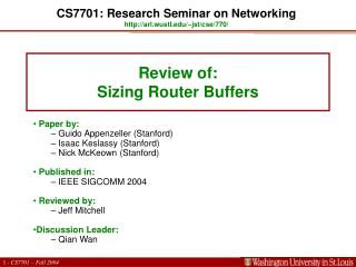 Review of: Sizing Router Buffers