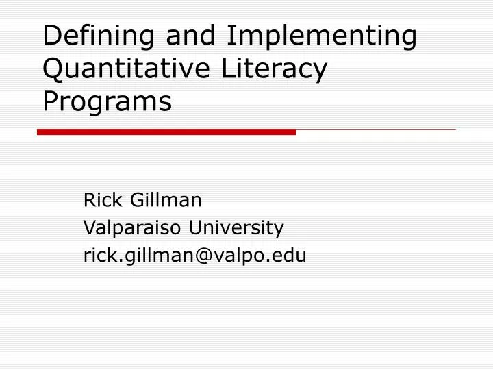 defining and implementing quantitative literacy programs