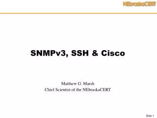 SNMPv3, SSH &amp; Cisco