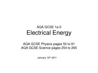 AQA GCSE 1a-3 Electrical Energy